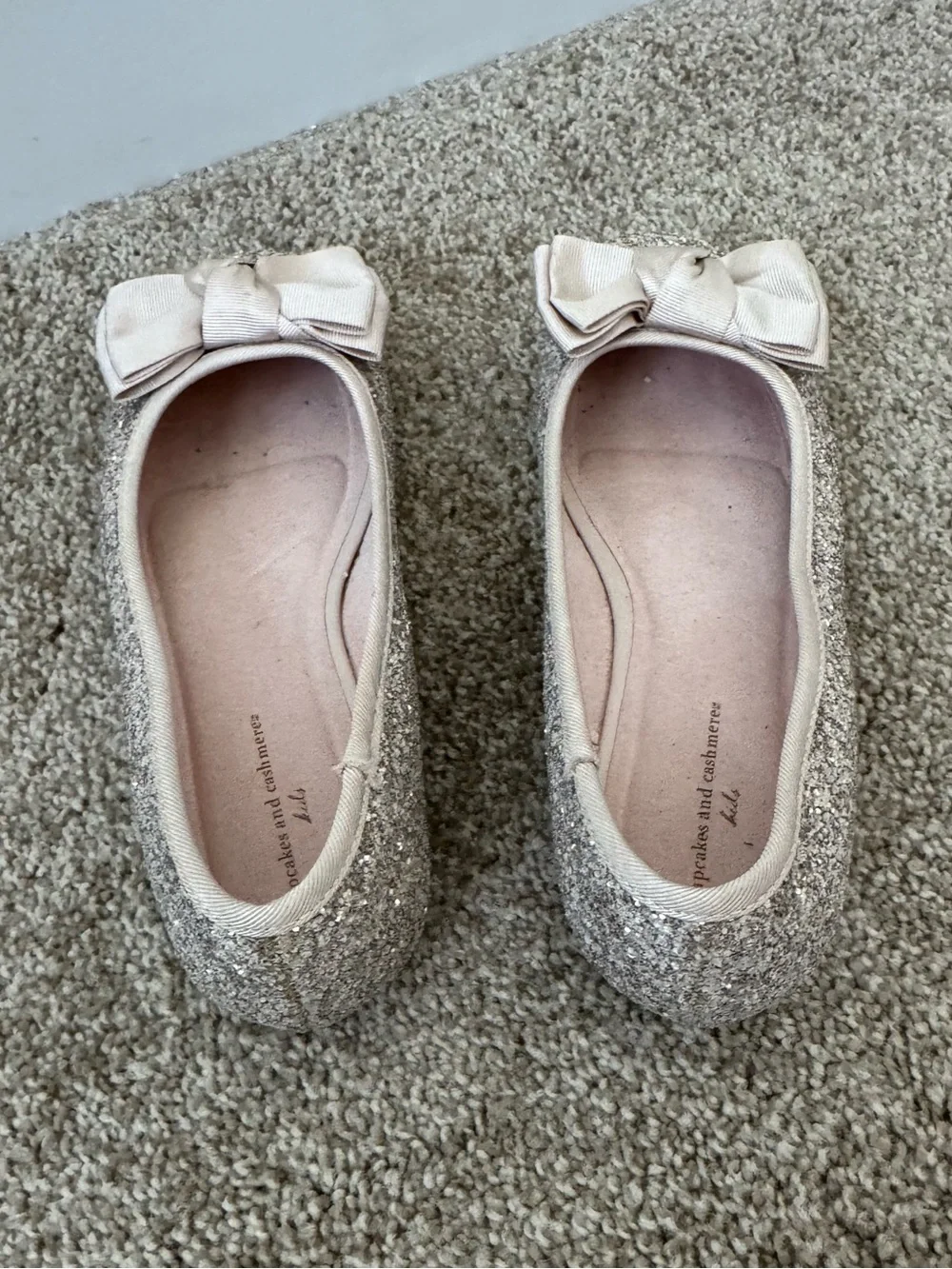 cupcakes & cashmere Glitter Bow Ballet Flats - Light Gold